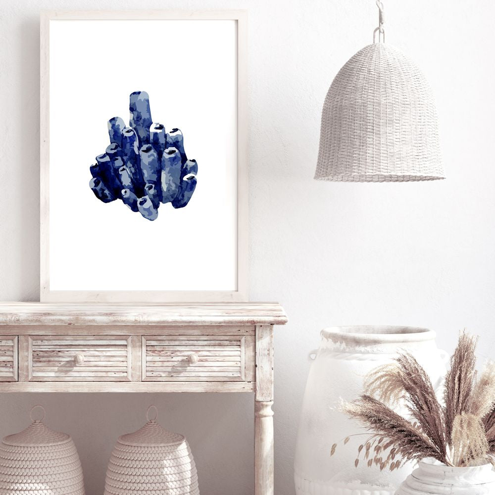 Navy Blue Coral F Wall Art Photograph Print or Canvas Framed or Unframed for hallway walls Beautiful Home Decor