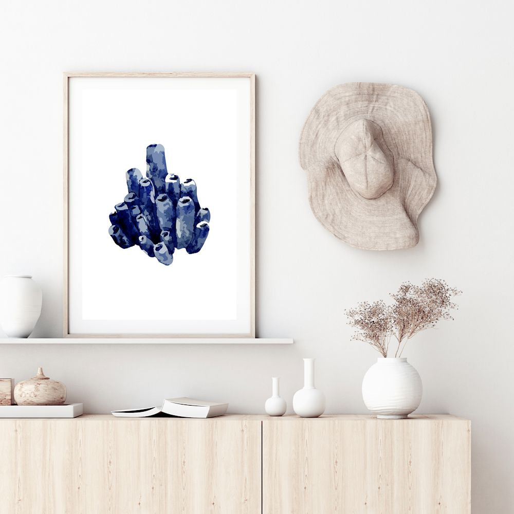Navy Blue Coral F Wall Art Photograph Print or Canvas Framed or Unframed for your coastal hamptons home Beautiful Home Decor