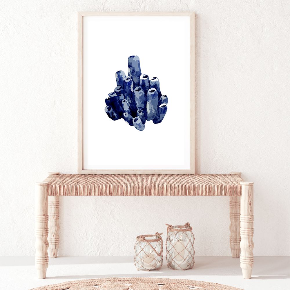 Navy Blue Coral F Wall Art Photograph Print or Canvas Framed or Unframed in hallway Beautiful Home Decor