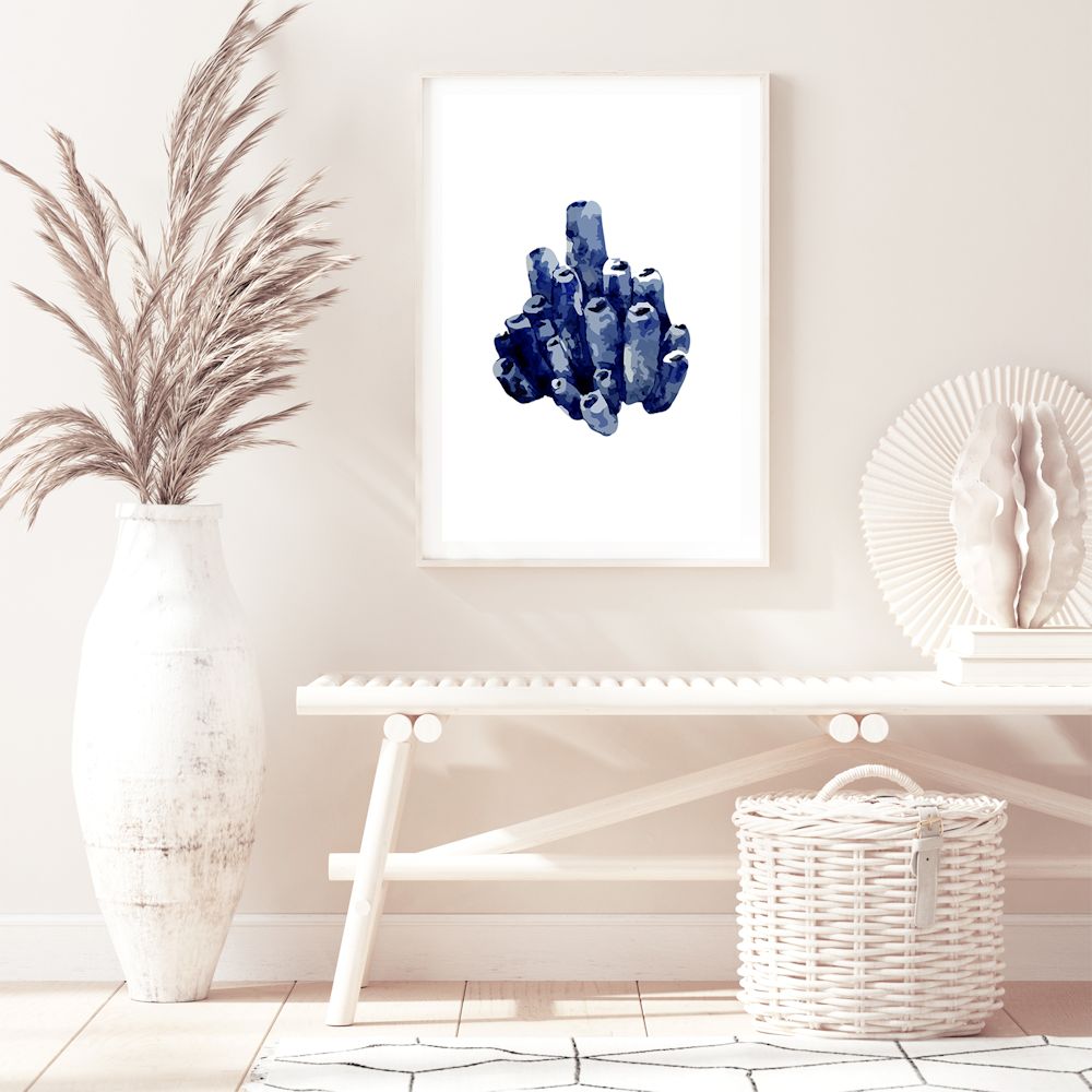 Navy Blue Coral F Wall Art Photograph Print or Canvas Framed or Unframed on hallway wall Beautiful Home Decor