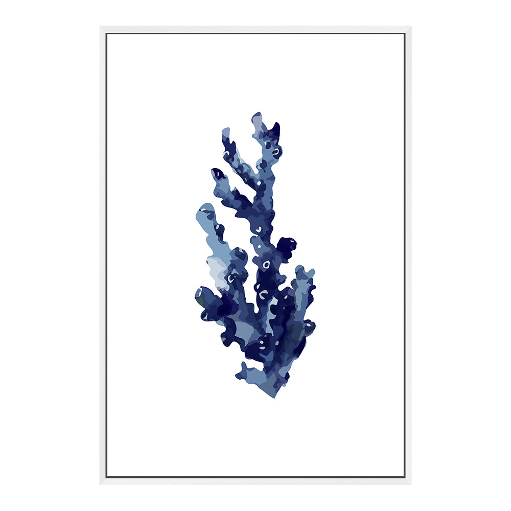 Navy Blue Coral Wall Art Photograph Print or Canvas Framed in white or Unframed Beautiful Home Decor