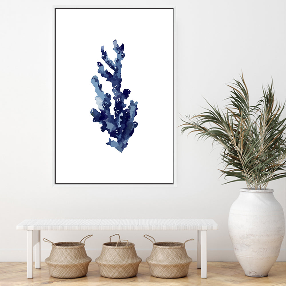 Navy Blue Coral Wall Art Photograph Print or Canvas Framed or Unframed for hallway wall Beautiful Home Decor