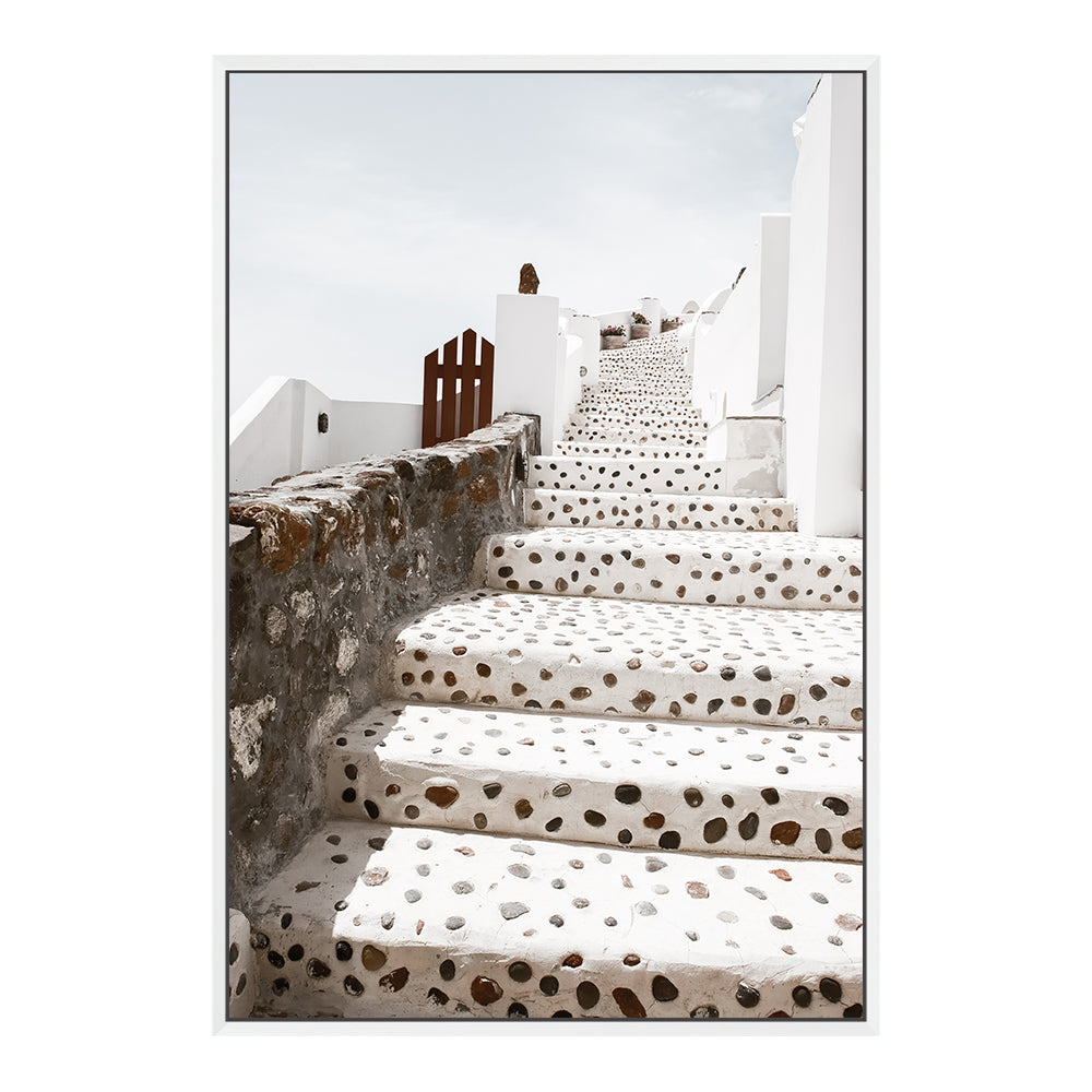 Oia Town Stairs in Santorini Greece Wall Art Photograph Print or Canvas Framed or Unframed Beautiful Home Decor