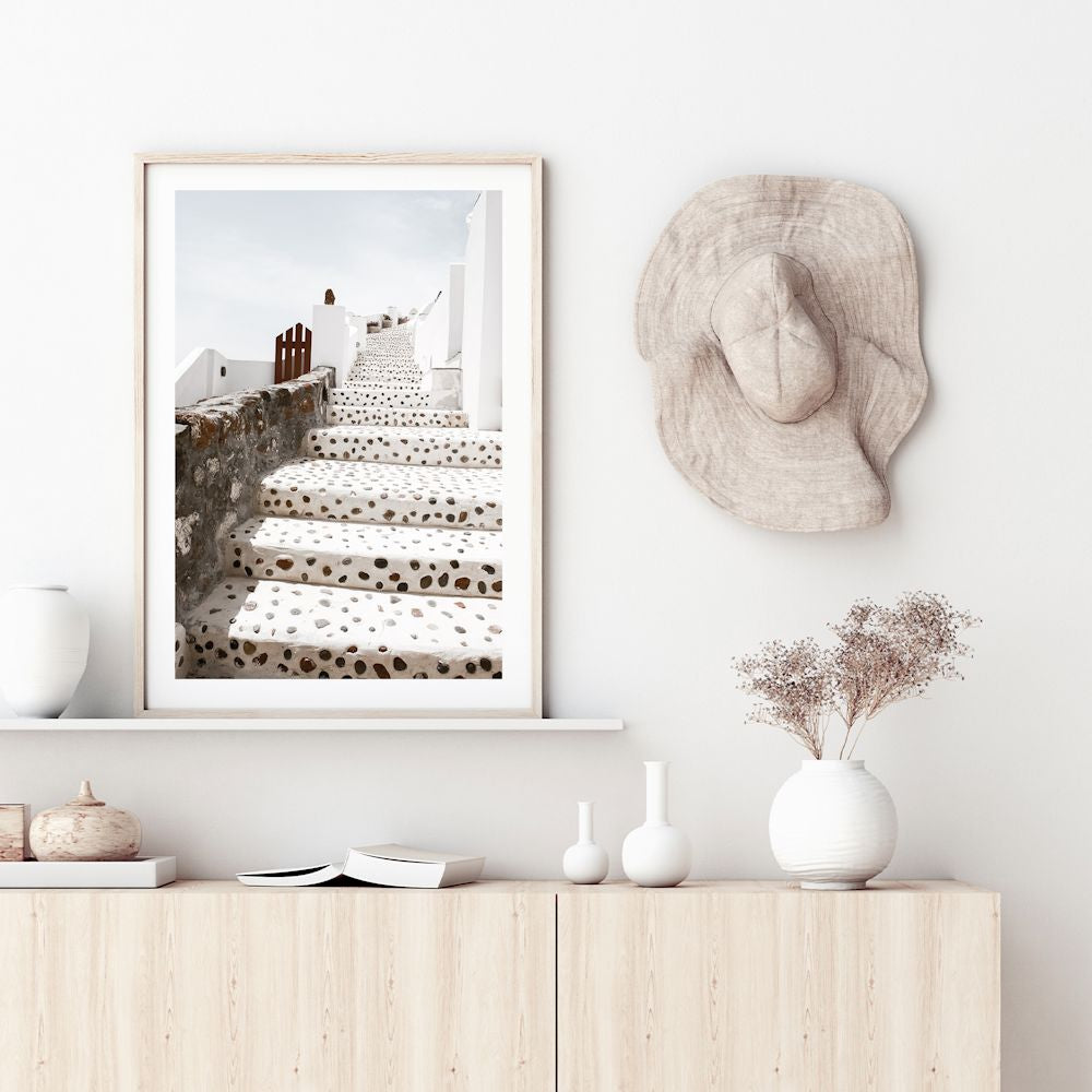 Oia Town Stairs in Santorini Greece Wall Art Photograph Print or Canvas Framed or Unframed for your walls Beautiful Home Decor