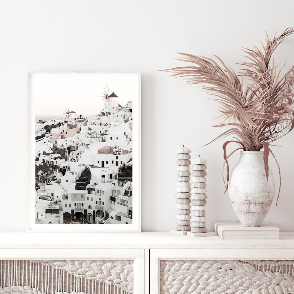 Oia Town in Santorini Greece Wall Art Photograph Print Canvas Picture Artwork Framed Unframed above console table Beautiful Home Decor