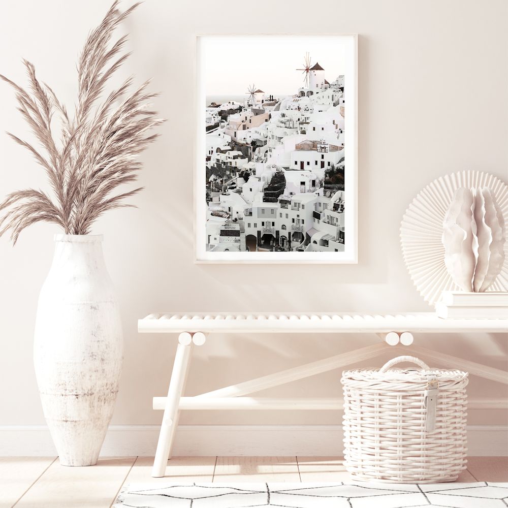 Oia Town in Santorini Greece Wall Art Photograph Print Canvas Picture Artwork Framed Unframed on hall way wall Beautiful Home Decor