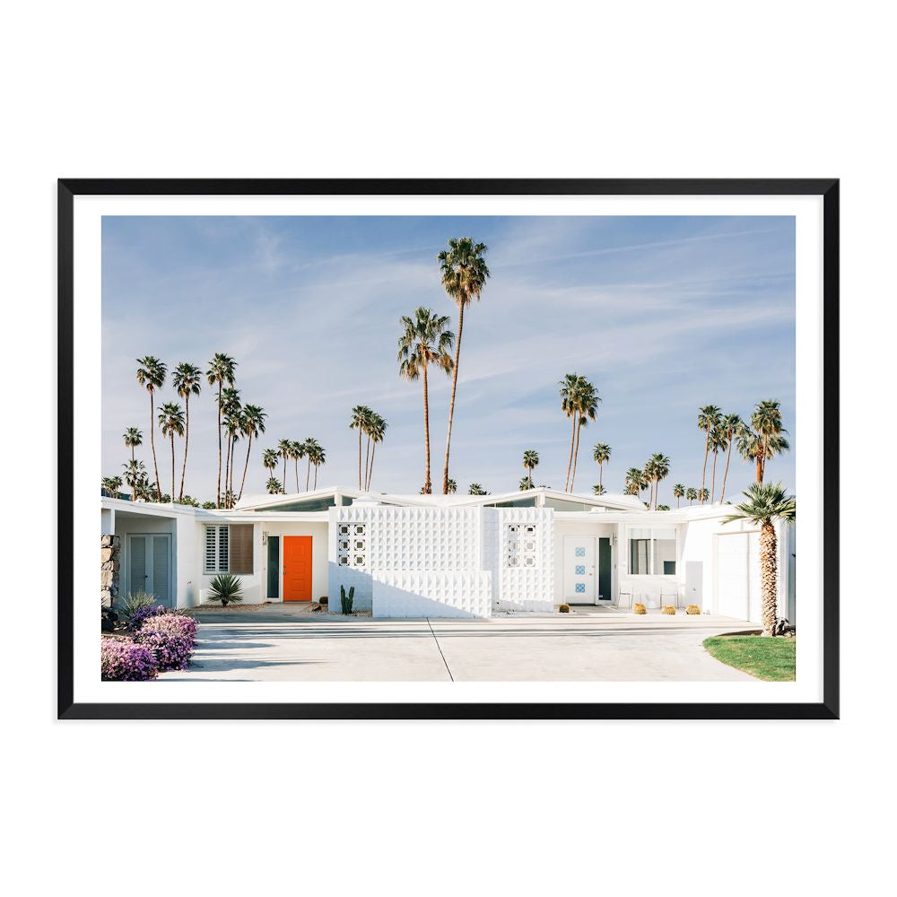 Palm Springs House with Trees Wall Art Photograph Print or Canvas Black Framed or Unframed Beautiful Home Decor