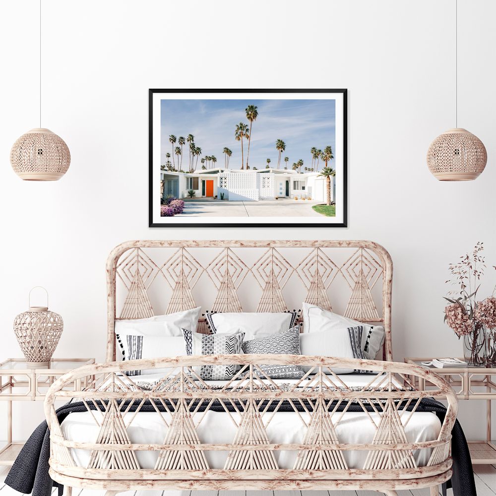 Palm Springs House with Trees Wall Art Photograph Print or Canvas Framed or Unframed in Bedroom Beautiful Home Decor