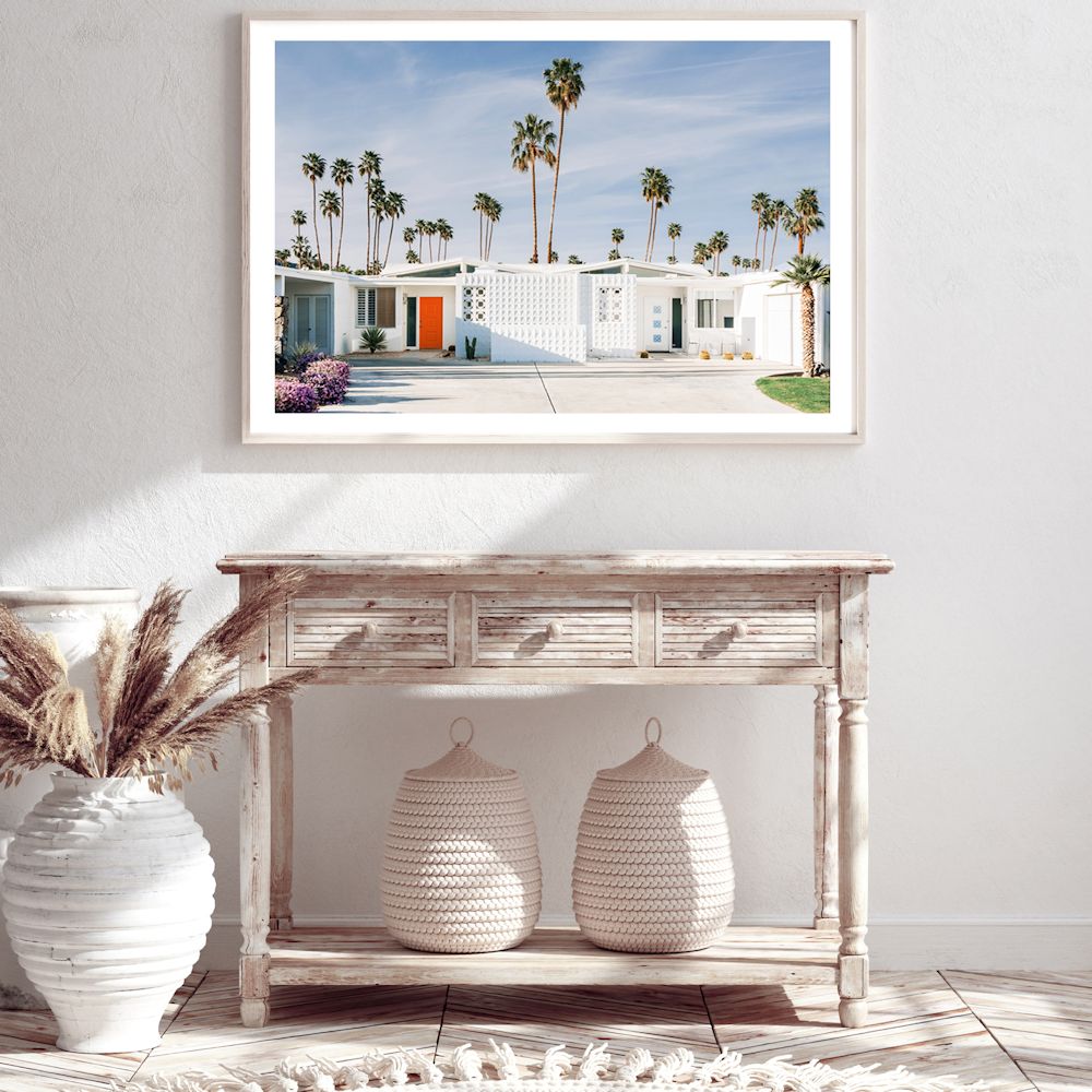 Palm Springs House with Trees Wall Art Photograph Print or Canvas Framed or Unframed in hallway Beautiful Home Decor