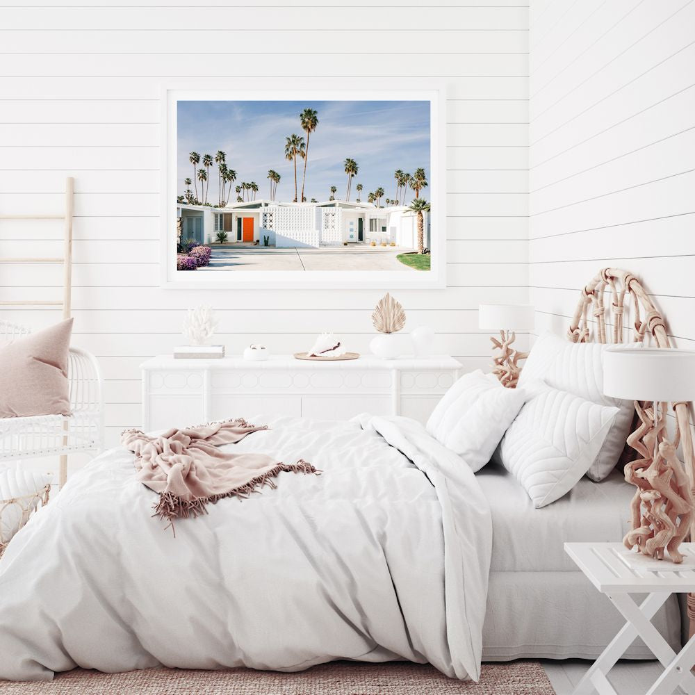 Palm Springs House with Trees Wall Art Photograph Print or Canvas Framed or Unframed on Bedroom Wall Beautiful Home Decor