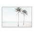 A Hamptons  artwork of two palm trees and the beach, available framed or unframed.