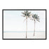 A Hamptons artwork of the beach and two palm trees, available framed or unframed.