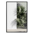 A framed or unframed artwork of beautiful green palm fronds against a white wall, available in canvas or print. 