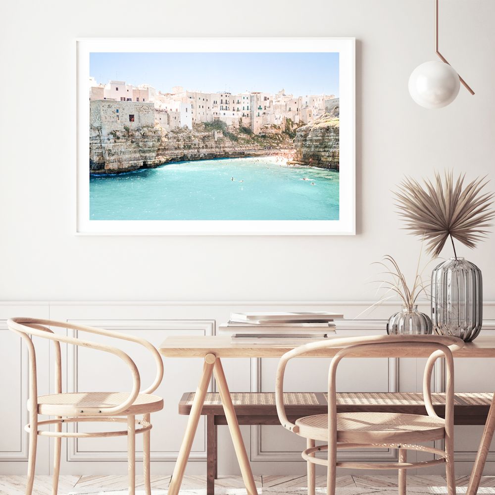 Puglia Beachside City Amalfi Coast Wall Art Photograph Print or Canvas Framed or Unframed Dining Room Beautiful Home Decor
