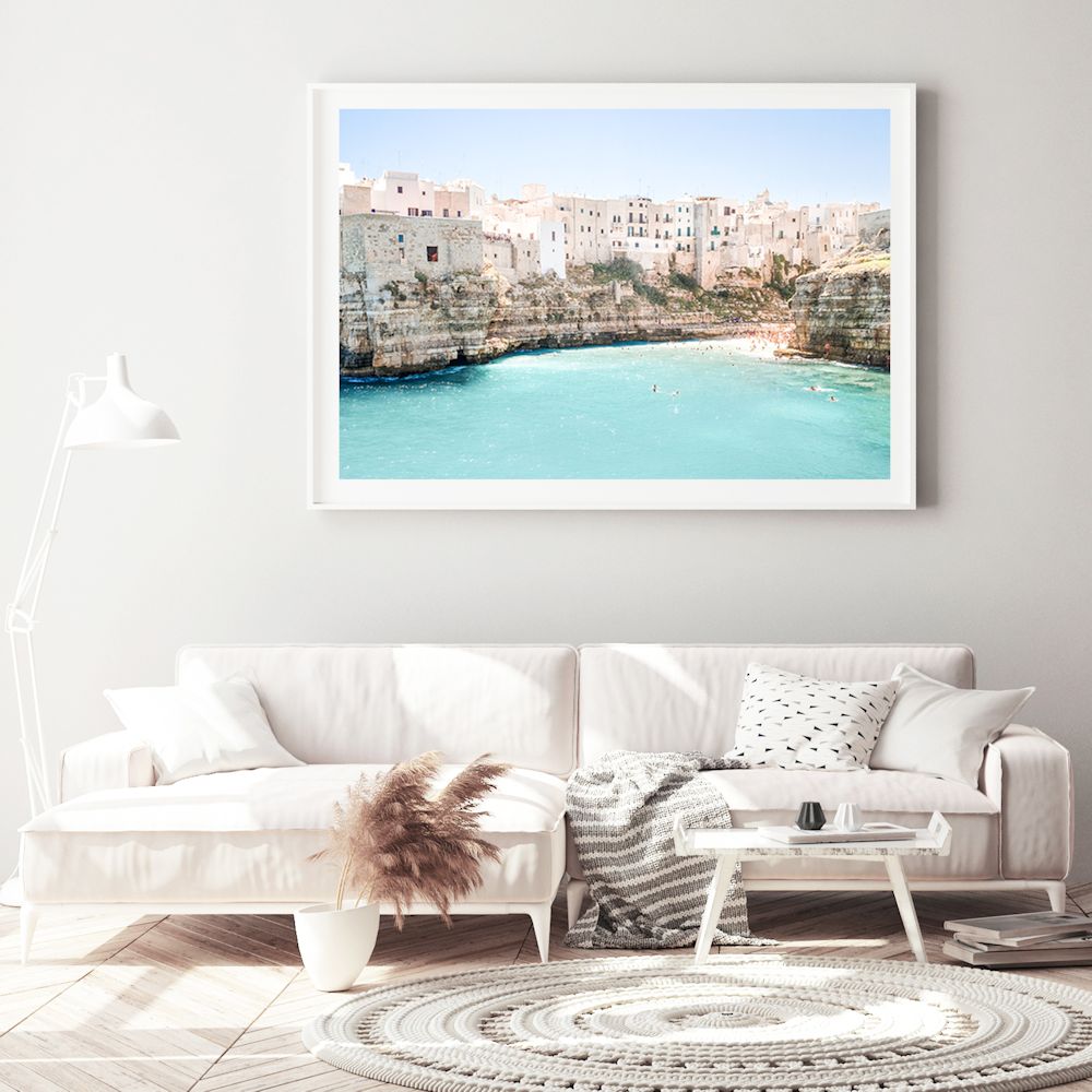 Puglia Beachside City Amalfi Coast Wall Art Photograph Print or Canvas Framed or Unframed Living Room Beautiful Home Decor