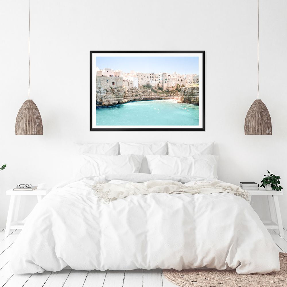 Puglia Beachside City Amalfi Coast Wall Art Photograph Print or Canvas Framed or Unframed above bed Beautiful Home Decor