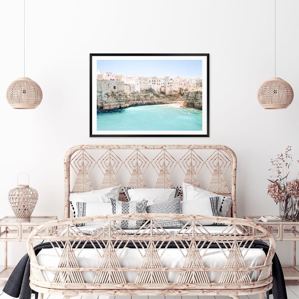 Puglia Beachside City Amalfi Coast Wall Art Photograph Print or Canvas Framed or Unframed in Bedroom Beautiful Home Decor
