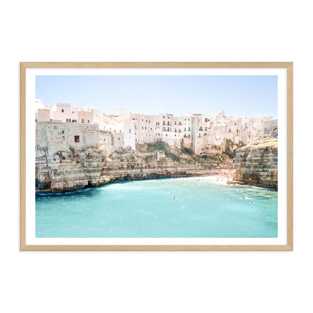 Puglia Beachside City Amalfi Coast Wall Art Photograph Print or Canvas Timber Framed or Unframed Beautiful Home Decor