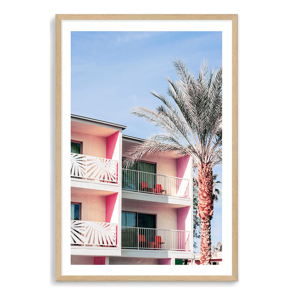 Retro Palm Springs Hotel with tree Wall Art Photograph Print or Canvas Timber Framed or Unframed Beautiful Home Decor