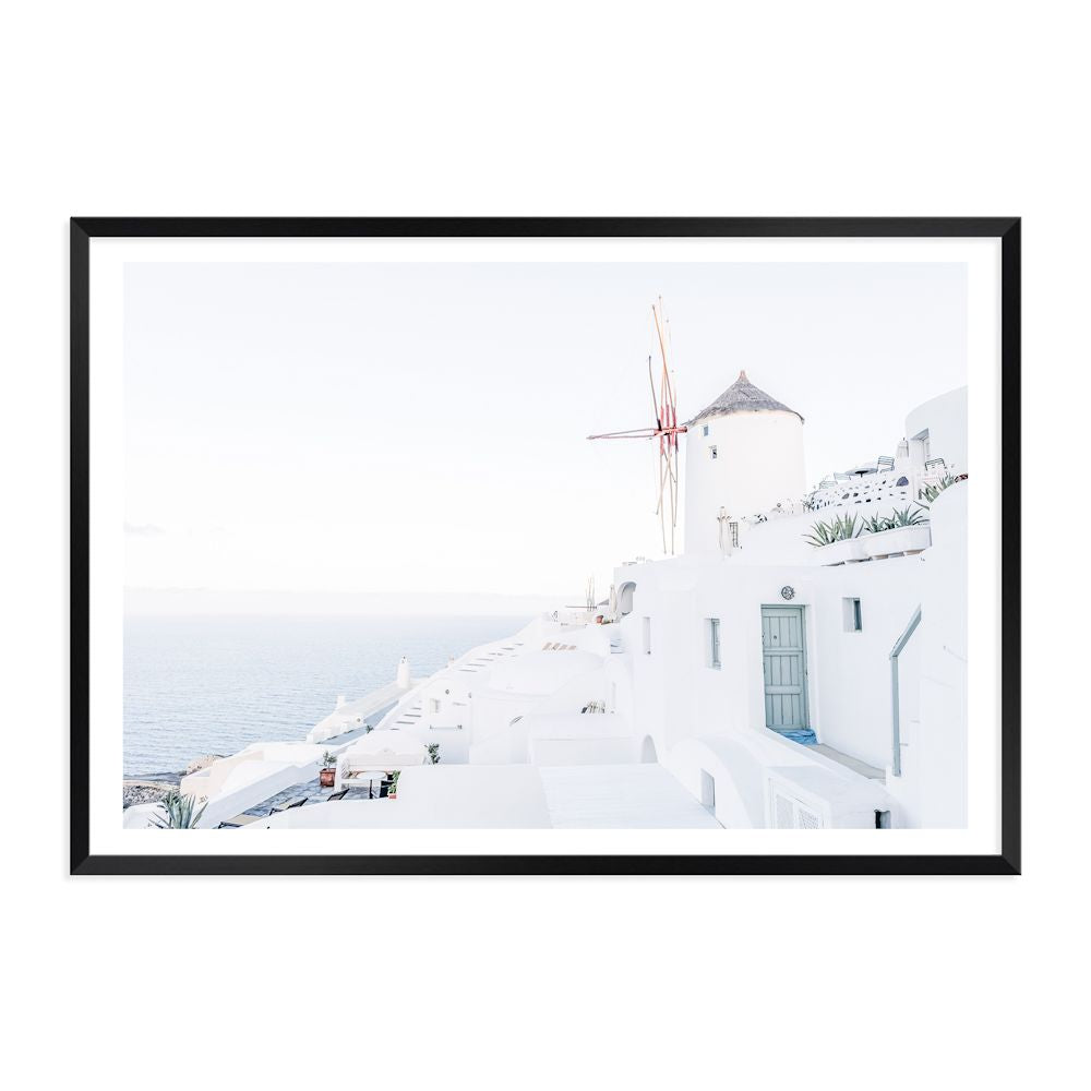 Santorini Greece Wall Art Photograph Print or Canvas Black Framed or Unframed Beautiful Home Decor