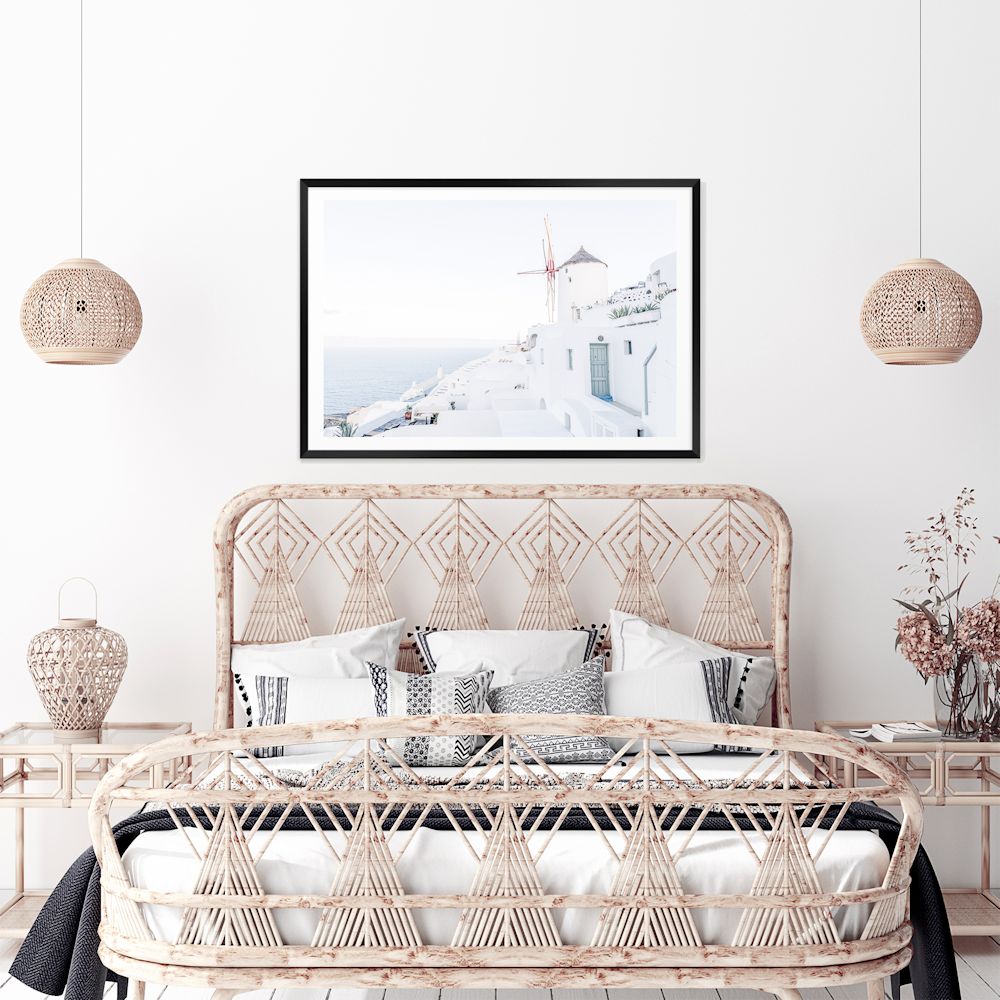 Santorini Greece Wall Art Photograph Print or Canvas Framed or Unframed in Bedroom Beautiful Home Decor