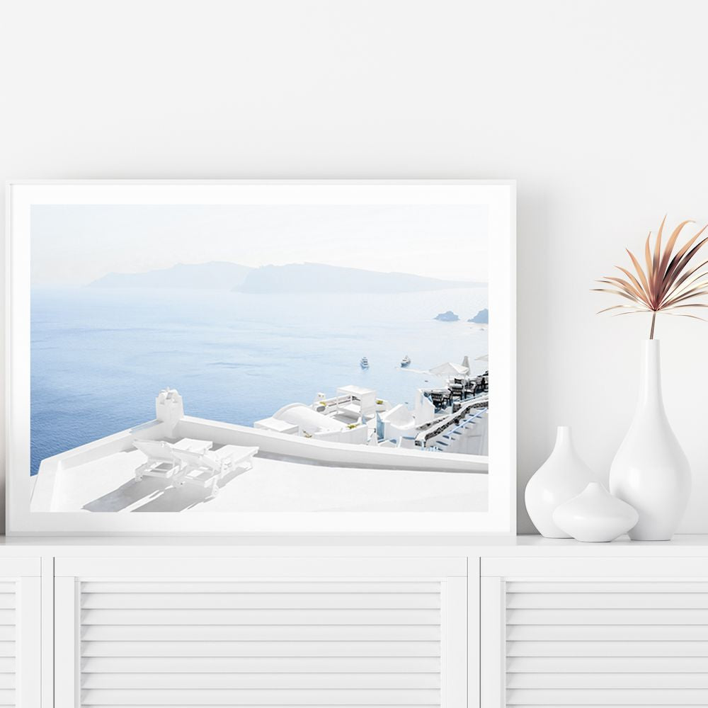 Sea View Santorini Greece Wall Art Photograph Print or Canvas Framed or Unframed TV Console Beautiful Home Decor