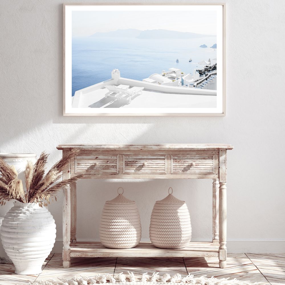Sea View Santorini Greece Wall Art Photograph Print or Canvas Framed or Unframed in hallway Beautiful Home Decor