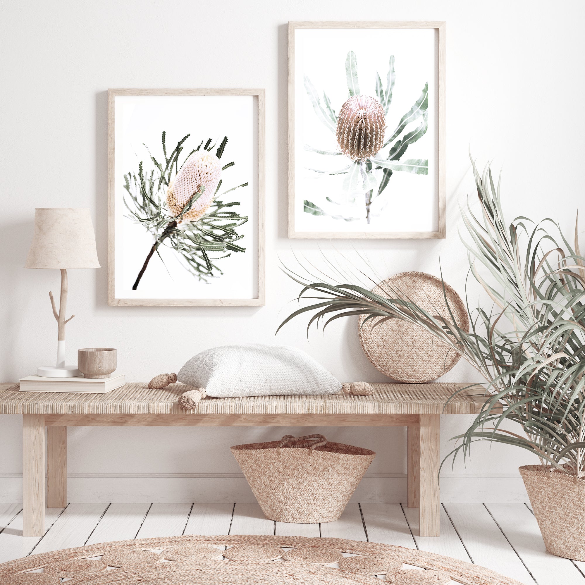 A set of 2 wall art prints of the Australian Natives Banksia Floral Wall Art.