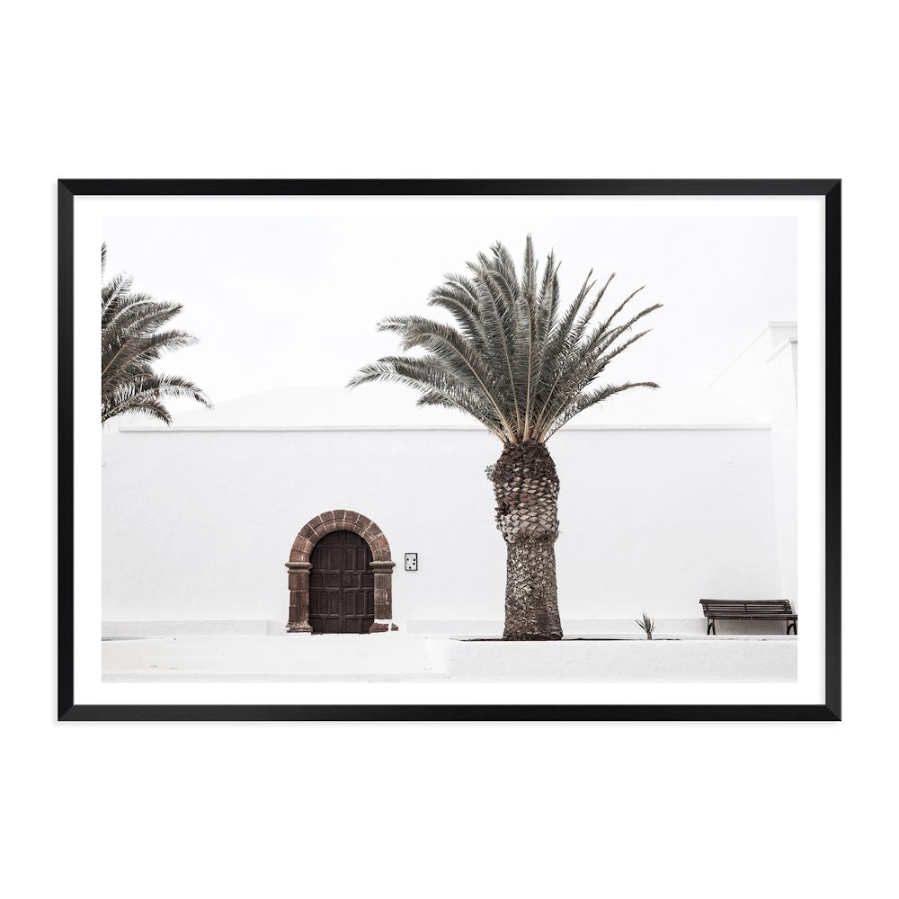 Spanish Church with Palm Tree Wall Art Photograph Print or Canvas Black Framed or Unframed Beautiful Home Decor