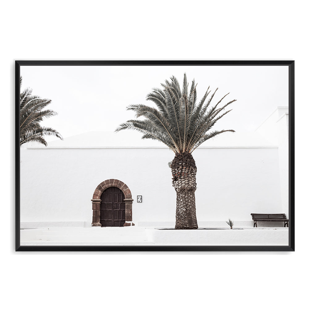 Spanish Church with Palm Tree Wall Art Photograph Print or Canvas Framed in black or Unframed Beautiful Home Decor
