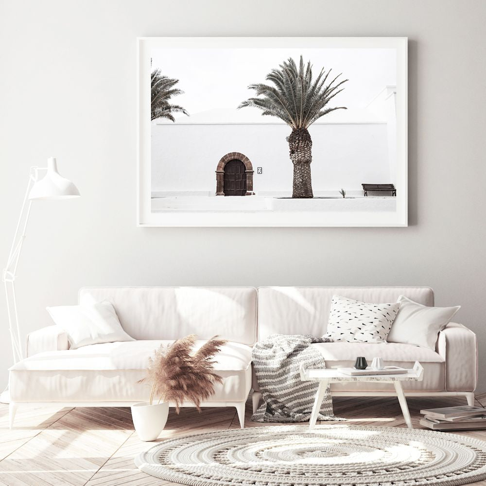 Spanish Church with Palm Tree Wall Art Photograph Print or Canvas Framed or Unframed Living Room Beautiful Home Decor