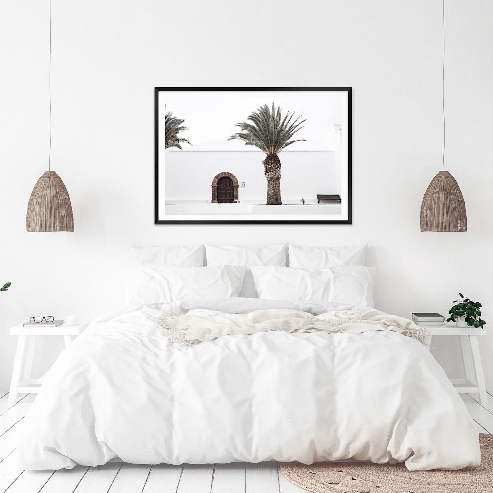 Spanish Church with Palm Tree Wall Art Photograph Print or Canvas Framed or Unframed above bed Beautiful Home Decor