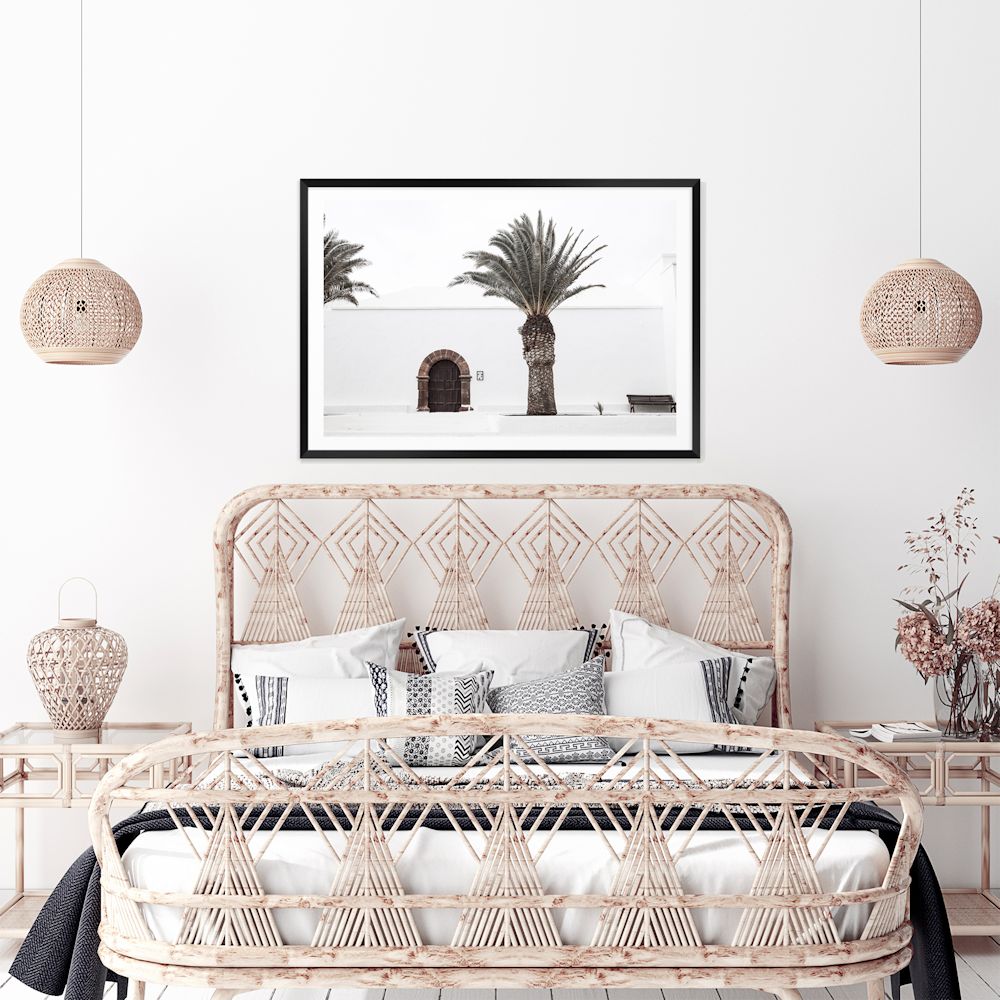 Spanish Church with Palm Tree Wall Art Photograph Print or Canvas Framed or Unframed in Bedroom Beautiful Home Decor