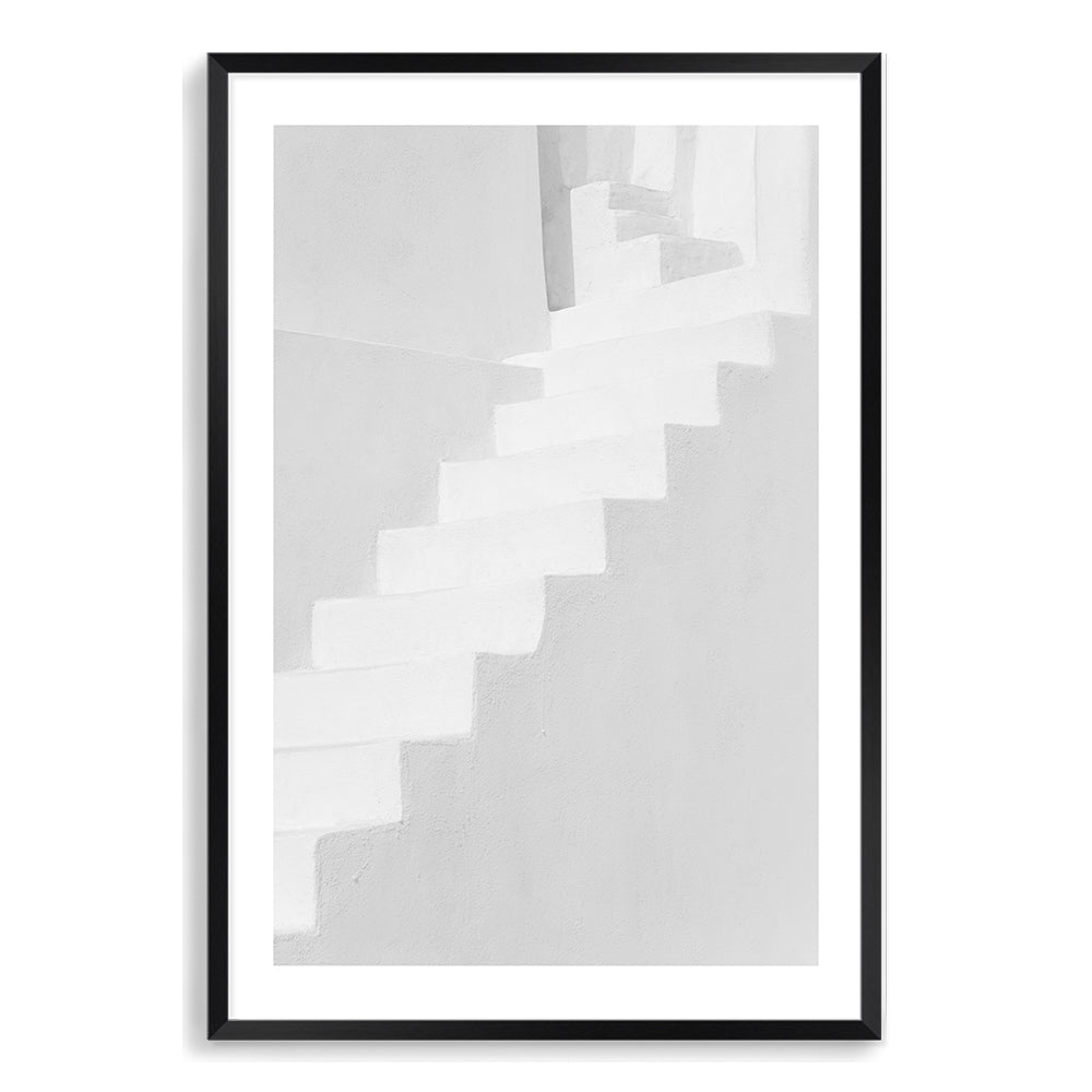 Stairs in Santorini Greece Abstract Wall Art Photograph Print or Canvas Black Framed or Unframed Beautiful Home Decor