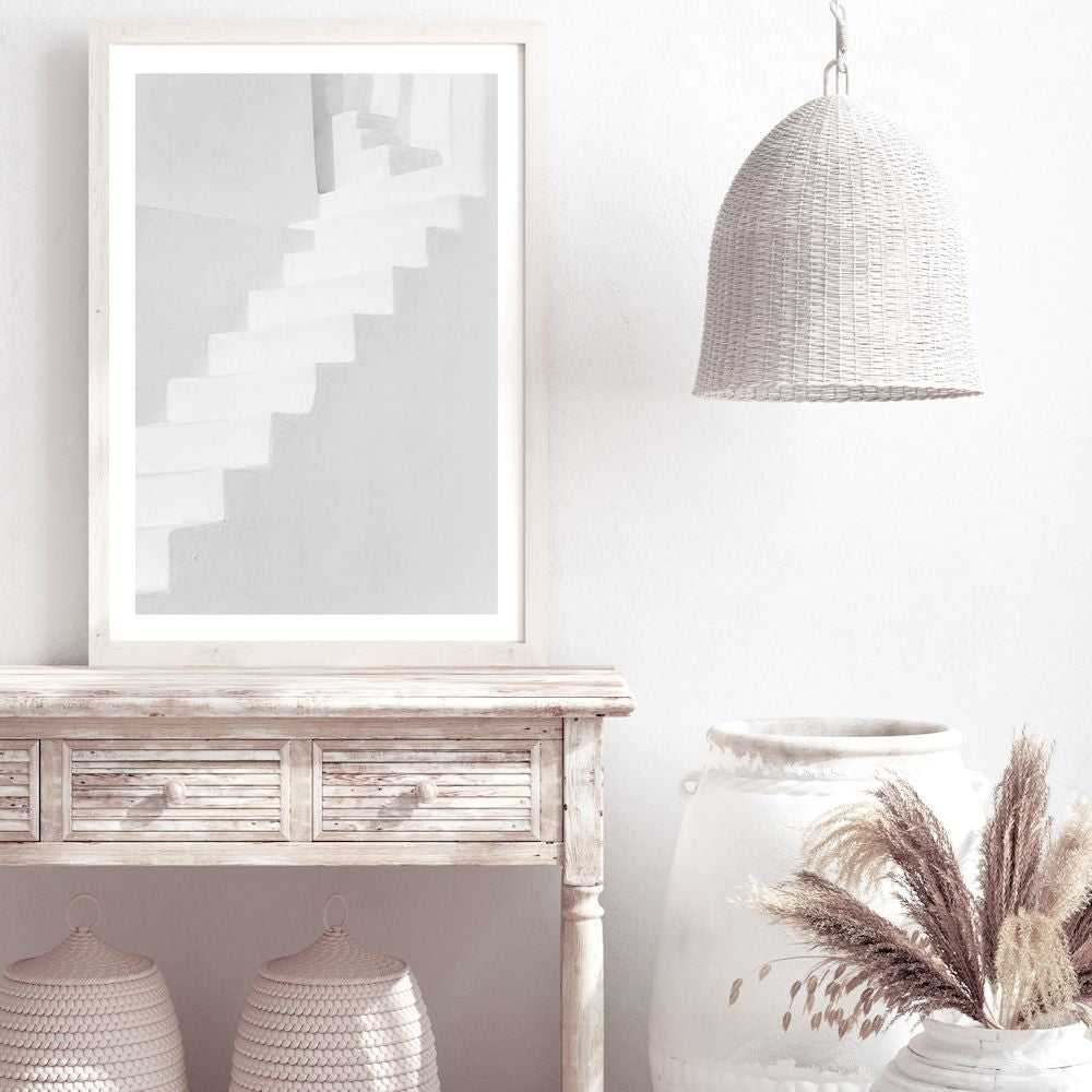 Stairs in Santorini Greece Abstract Wall Art Photograph Print or Canvas Framed or Unframed for hallway wall Beautiful Home Decor