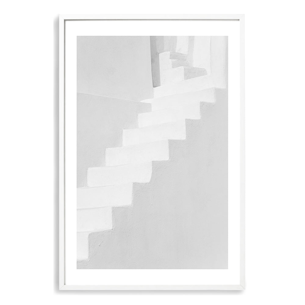 Stairs in Santorini Greece Abstract Wall Art Photograph Print or Canvas white Framed or Unframed Beautiful Home Decor