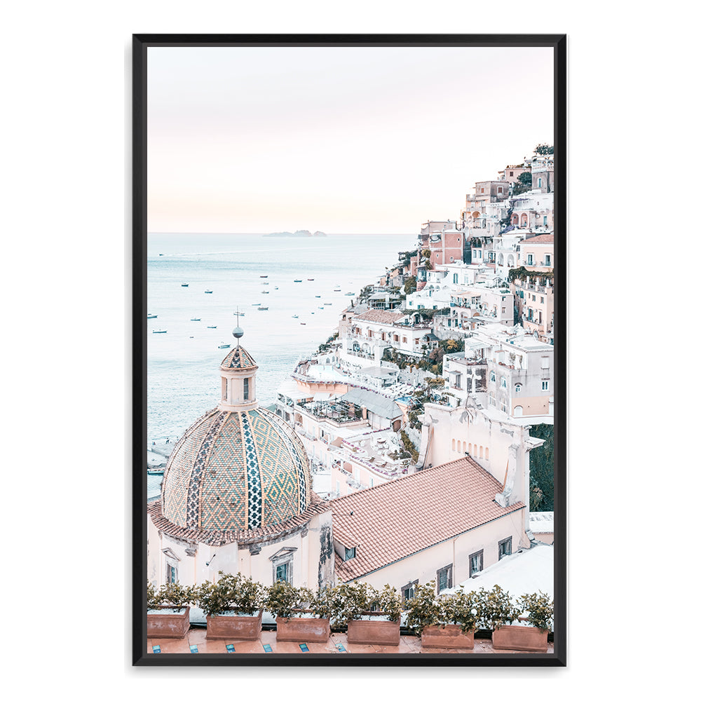 Sunset in Positano Amalfi Coast  Wall Art Photograph Print or Canvas Framed in black or Unframed Beautiful Home Decor