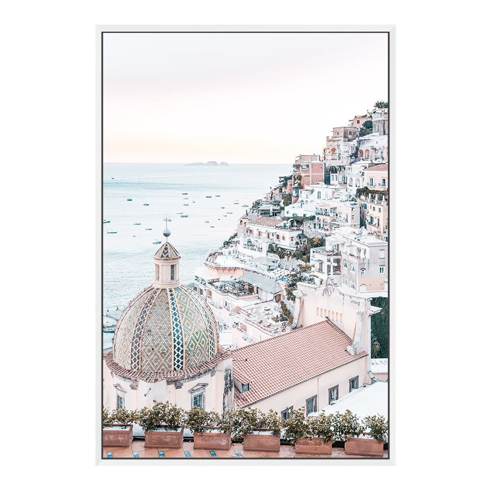 Sunset in Positano Amalfi Coast  Wall Art Photograph Print or Canvas Framed in white or Unframed Beautiful Home Decor