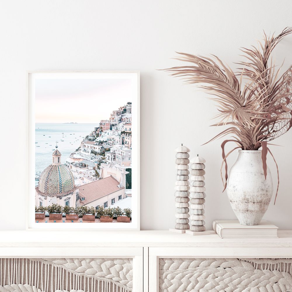Sunset in Positano Amalfi Coast  Wall Art Photograph Print or Canvas Framed or Unframed TV Console Beautiful Home Decor
