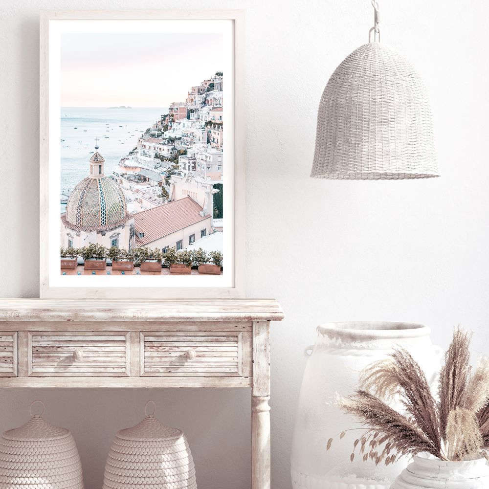 Sunset in Positano Amalfi Coast  Wall Art Photograph Print or Canvas Framed or Unframed on hallway wall Beautiful Home Decor