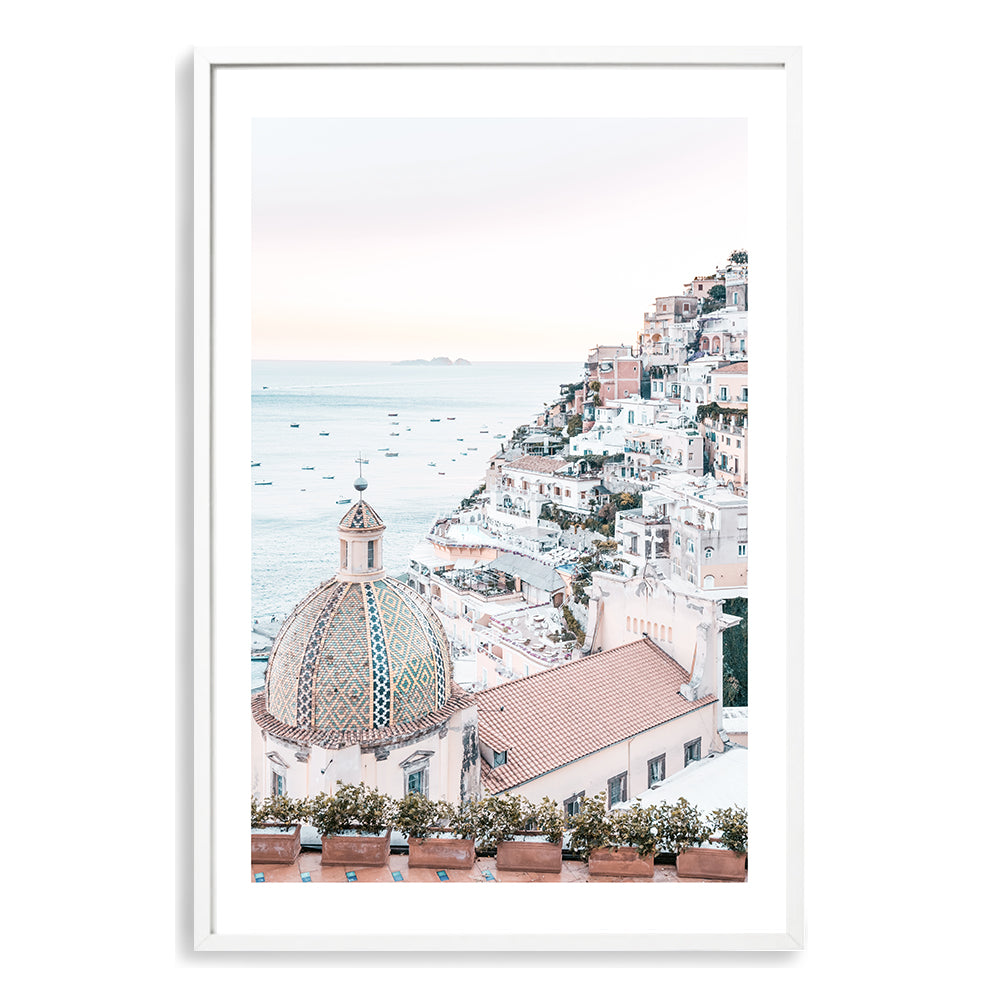 Sunset in Positano Amalfi Coast  Wall Art Photograph Print or Canvas white Framed or Unframed Beautiful Home Decor