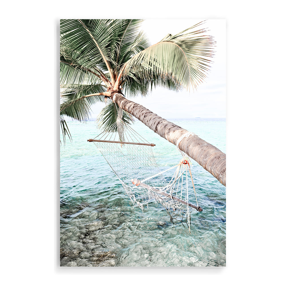 Tropical Palm Tree Beach Hammock Wall Art Photograph Print or Canvas Framed or Unframed Beautiful Home Decor