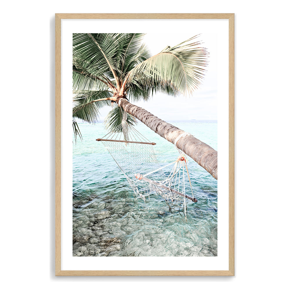 Tropical Palm Tree Beach Hammock Wall Art Photograph Print or Canvas Timber Framed or Unframed Beautiful Home Decor