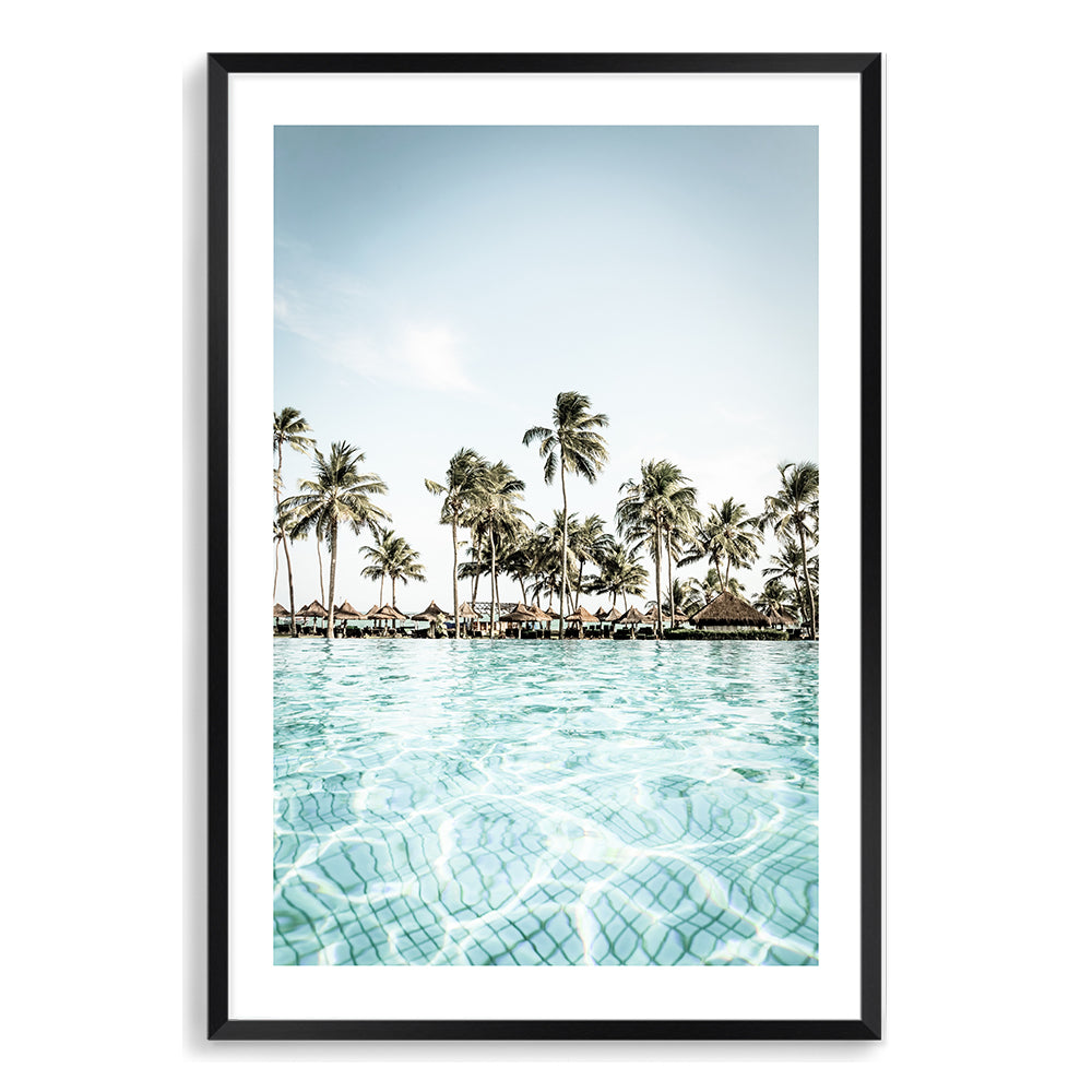 Tropical Palm Trees Island Resort Wall Art Photograph Print or Canvas Black Framed or Unframed Beautiful Home Decor