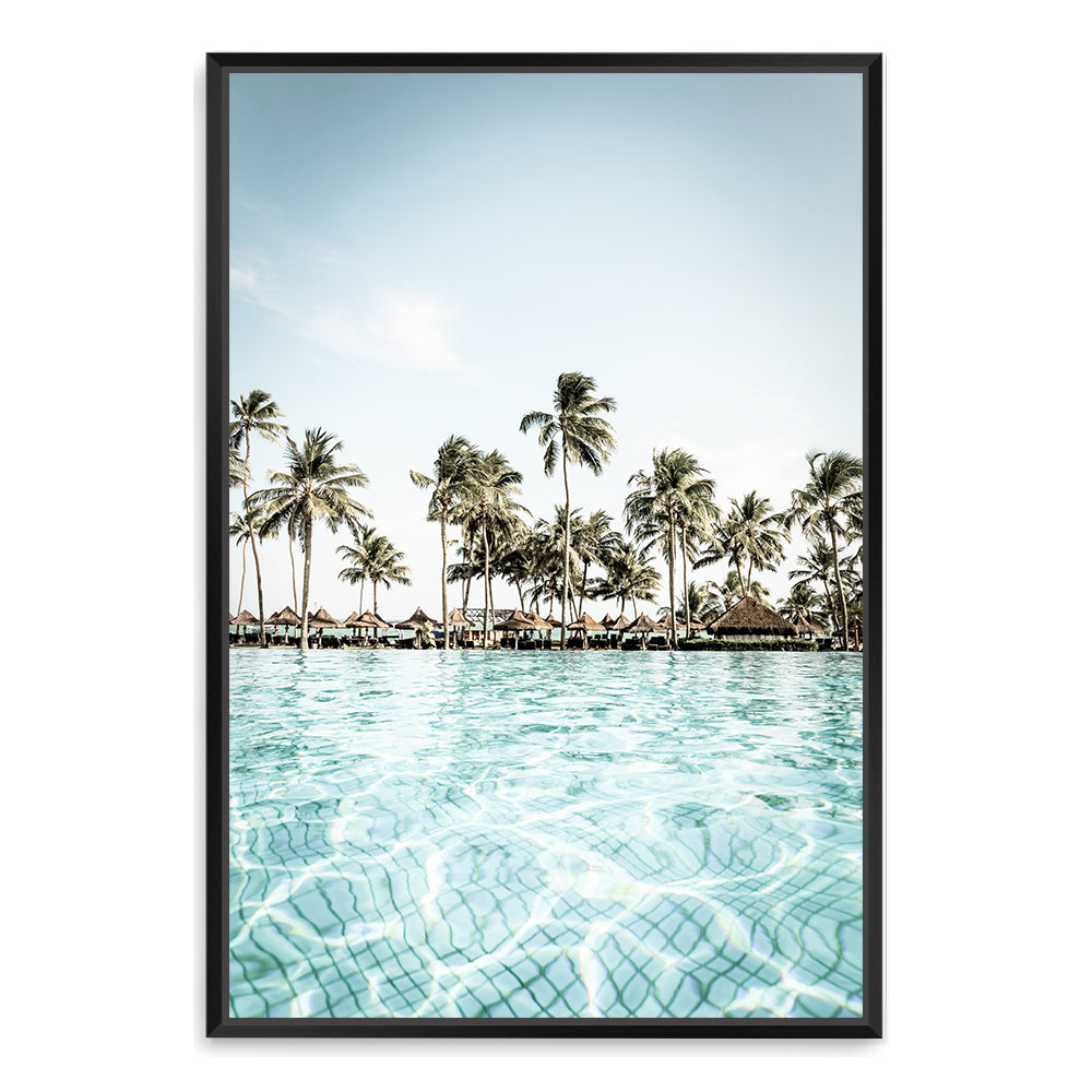 Tropical Palm Trees Island Resort Wall Art Photograph Print or Canvas Framed in black or Unframed Beautiful Home Decor