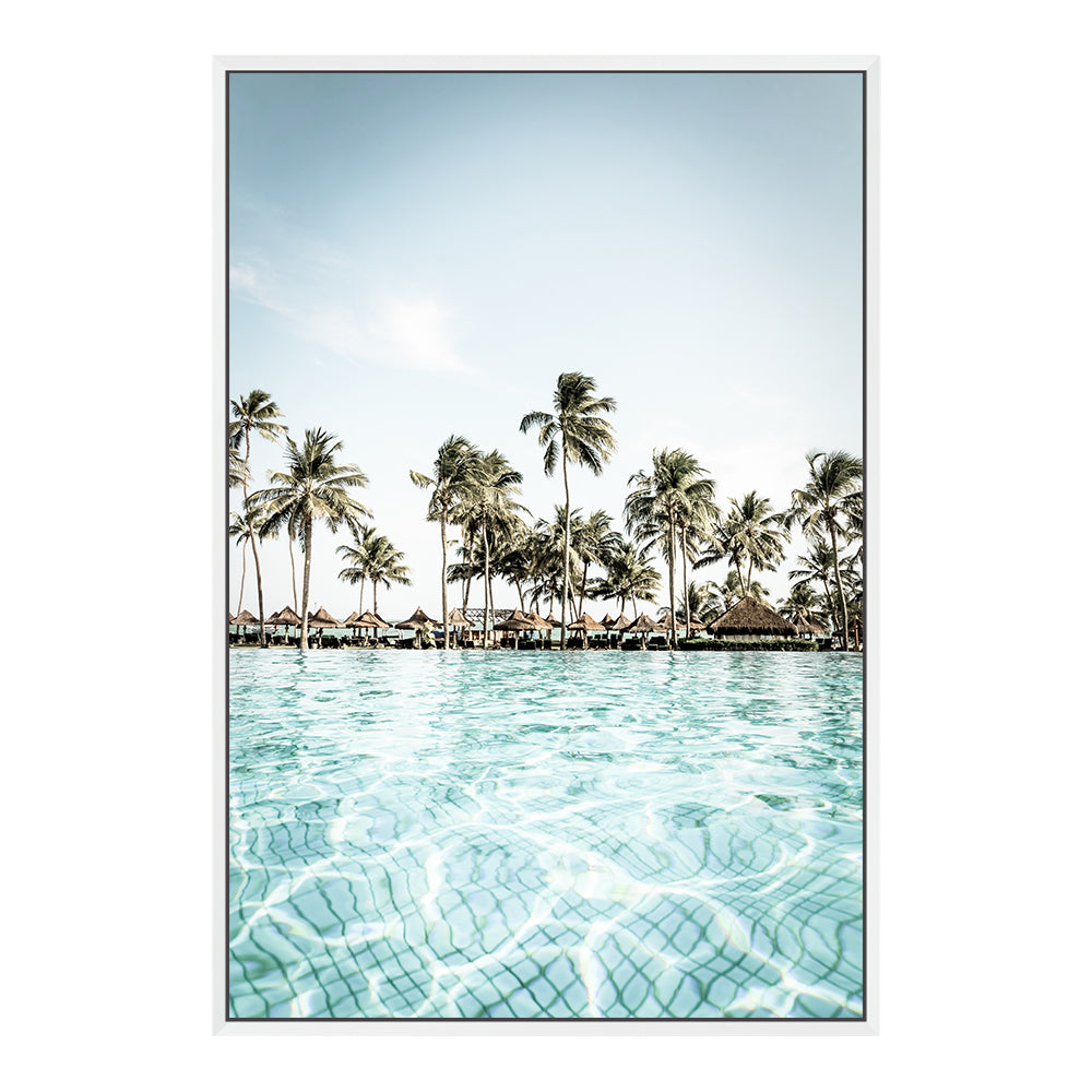 Tropical Palm Trees Island Resort Wall Art Photograph Print or Canvas Framed in white or Unframed Beautiful Home Decor