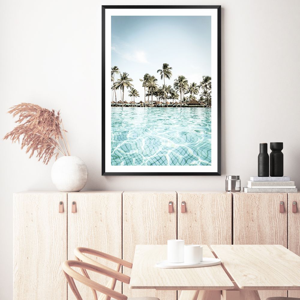 Tropical Palm Trees Island Resort Wall Art Photograph Print or Canvas Framed or Unframed Dining Room Beautiful Home Decor