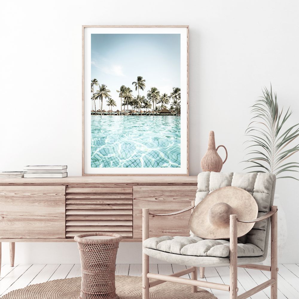 Tropical Palm Trees Island Resort Wall Art Photograph Print or Canvas Framed or Unframed Living Room Beautiful Home Decor