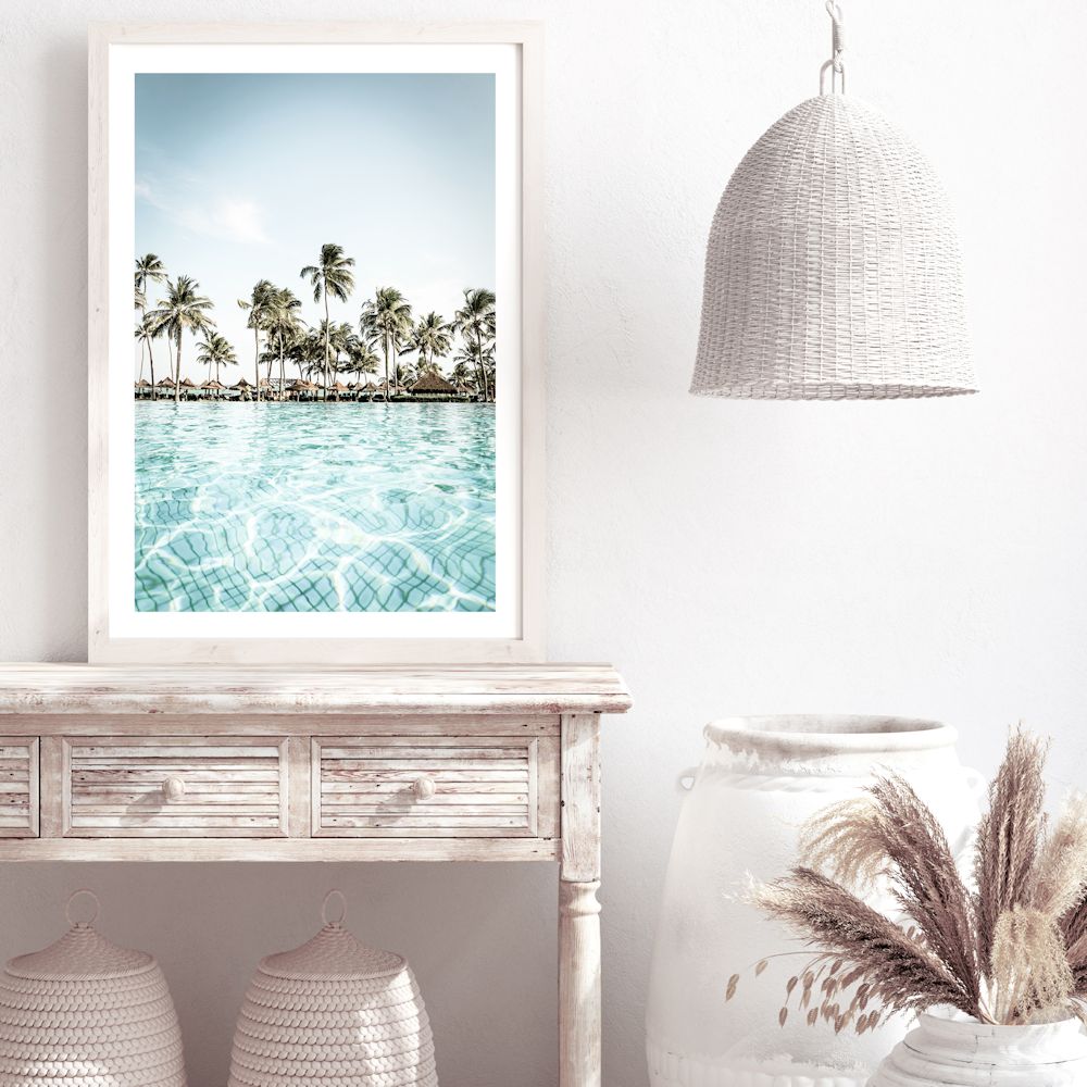 Tropical Palm Trees Island Resort Wall Art Photograph Print or Canvas Framed or Unframed for hallway wall Beautiful Home Decor