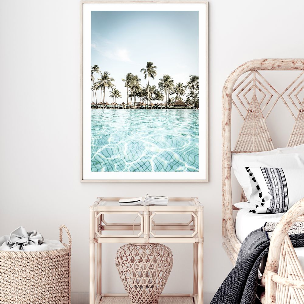 Tropical Palm Trees Island Resort Wall Art Photograph Print or Canvas Framed or Unframed in Bedroom Beautiful Home Decor